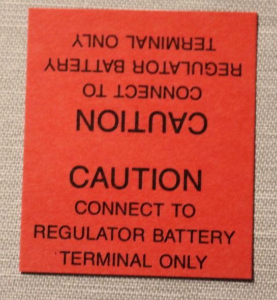 Voltage Regulator Warning Tag Mopar 1955-64