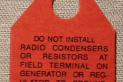 Generator Warning Tag 1955-64 Mopar