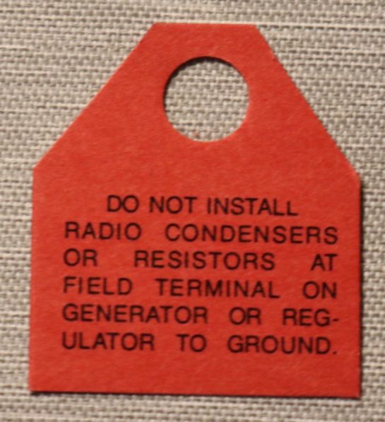 Generator Warning Tag 1955-64 Mopar