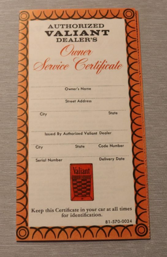 Owners Service Certificate