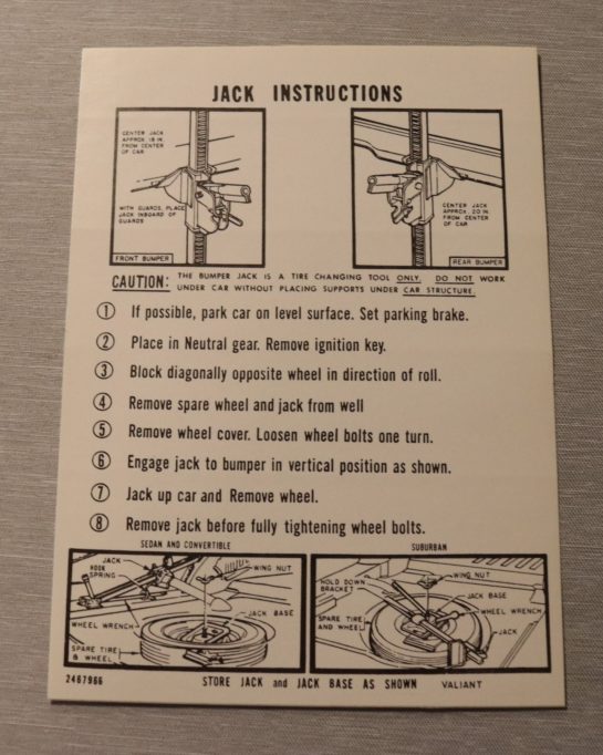 Jack Instruction Valiant 1965