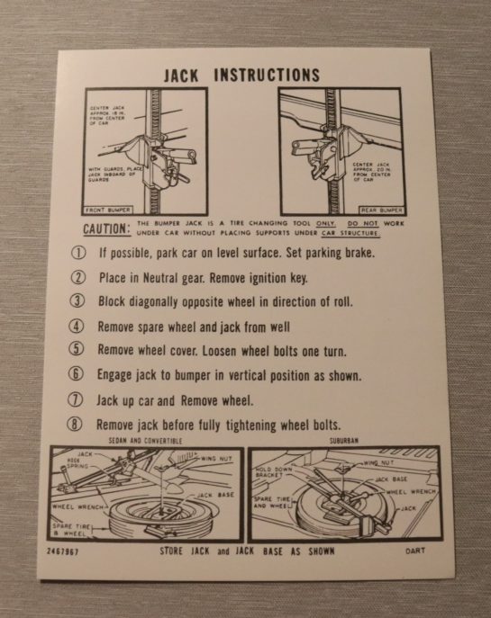Jack Instruction Dart 1965-66