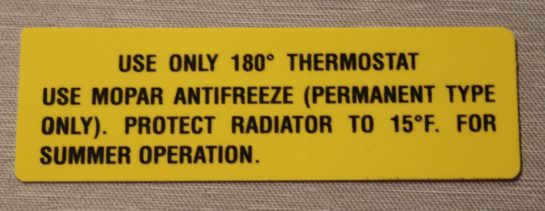 Warm Climate Antifreeze Mopar 1965-69