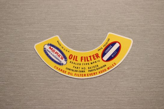 Oljefilter Dekal Mopar 1937-54