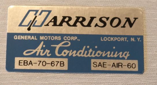 Harrisson Air Cond. Dekal 1967 Buick