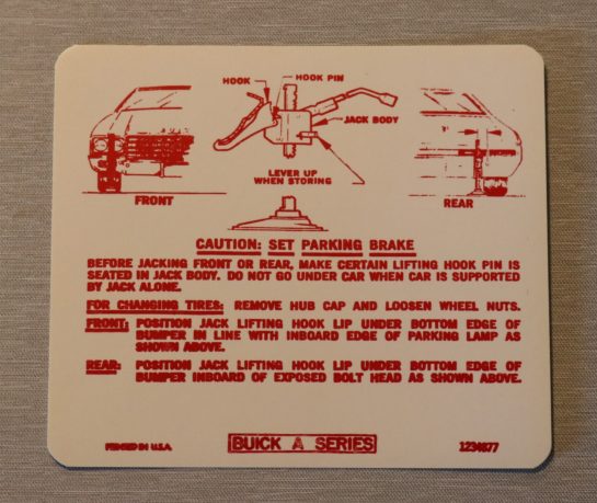 Jack Instruction Dekal Skylark, GS, Special 1970