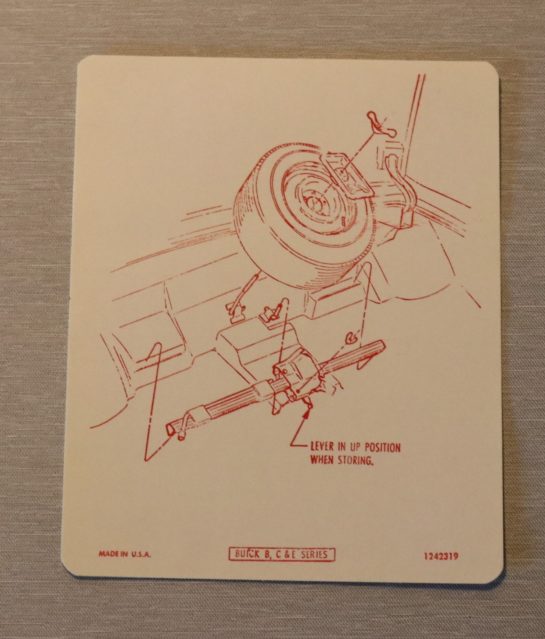 Jack Instruction Dekal 1973 Buick