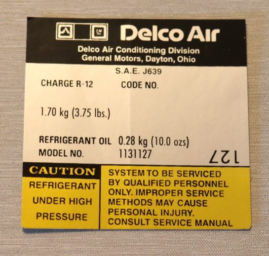 Delco A/C Compressor Dekal Buick 1978-80