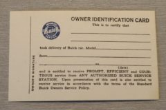 Owners Indification Card 1936-56 Buick