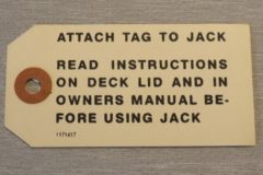 Jack Instruction Tag Buick 1956-57