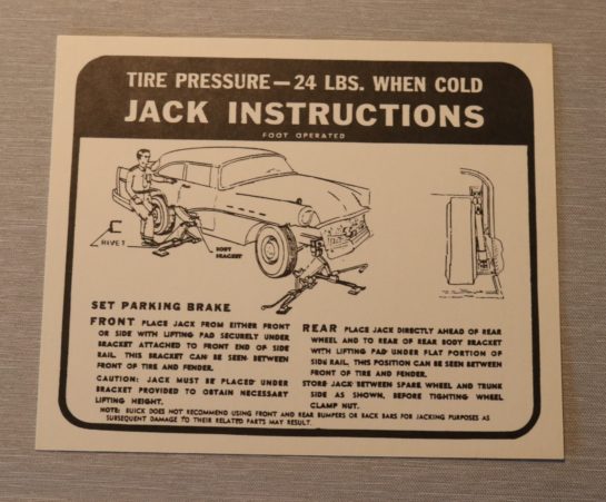 jack Instruction Dekal Buick 1957