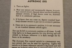 Autronic Eye Instruction Dekal Buick 1958-59