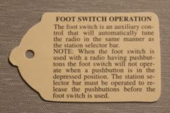 Foot Operation Tag 1950-68 Cadillac