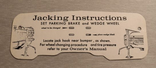 Jack Instruction 1963 Cadillac