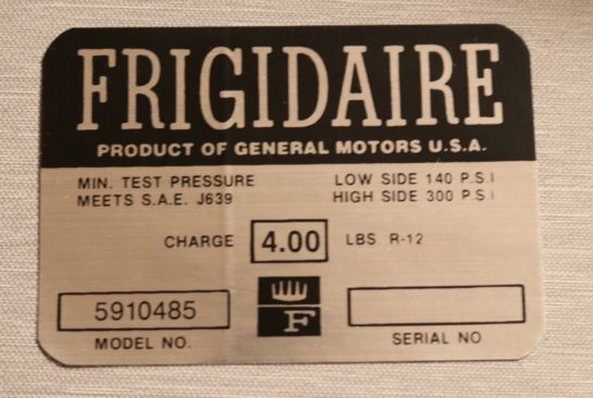 Frigidaire AC Comp. Dekal 1963-64 Cadillac