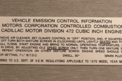 Emission Dekal 1970 Cadillac