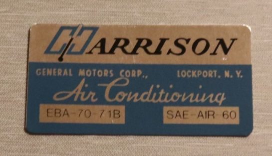 Harrisson Air Cond. Box Dekal Cadillac 1971
