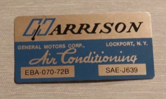 Air Cond. Dekal 1972 Cadillac