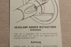 Headlight Dimmer Inst. Tag 1976-77 Cadillac