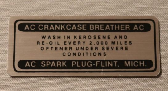 Oil Filter Cap Dekal Cadillac 1935-49