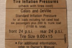 Tire Pressure Dekal 1967 Cadillac