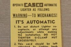 Lighter Inst. Tag Oldsmobilen1936-57