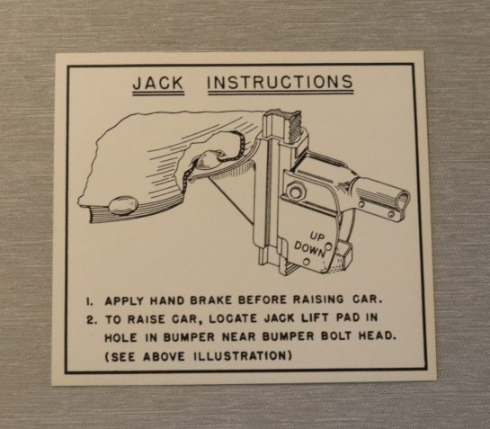 Jack Instruction Dekal Oldsmobile 1946-53
