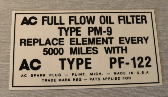 Oil Filter Cannister Dekal Oldsmobile 1949-59