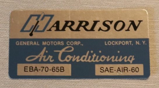 Harrison Air Cond. Evap Box Dekal Oldsmobile 1965