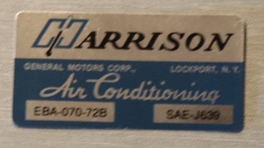 Harrison Air Cond. Evap Box Dekal Oldsmobile 1972