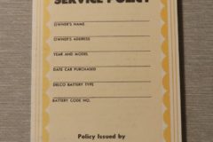 Battery Warrenty Certif. Pontiac 1939 -55