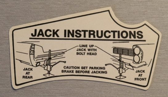Jack Instruction Pontiac 1963