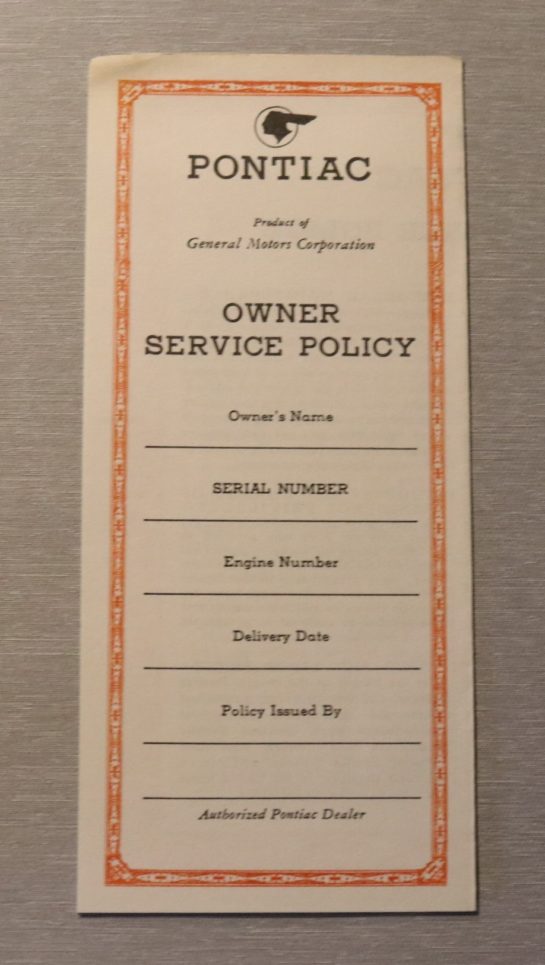 Service Policy Pontiac 1960-64