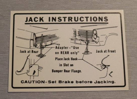 Jack Instruction Dekal Pontiac, Grand Prix 1964