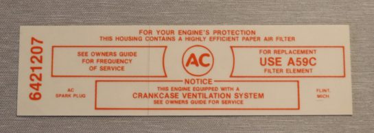 Cal. 3x2 421 Air Cleaner Service Pontiac 1965