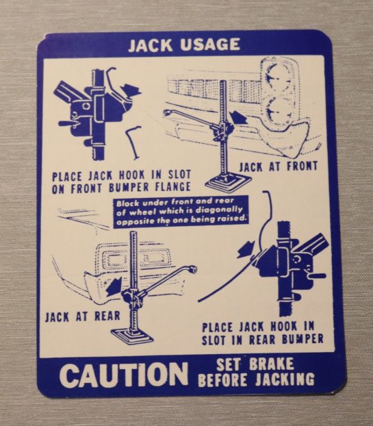 Jack Usage Instruction Dekal GTO, Lemans 1967