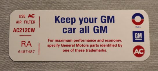 Keep Your GM All GM Luftrenardekal Pontiac 1972-73