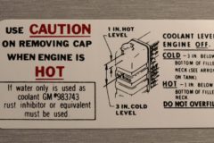 Caution Cooling Dekal Oldsmobile 1964-65