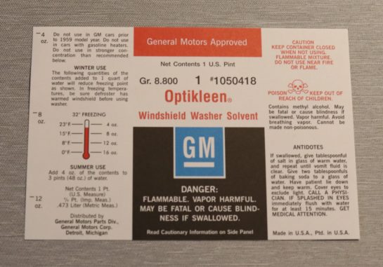 GM Optikleen W/W Dekal 1959-67 GM