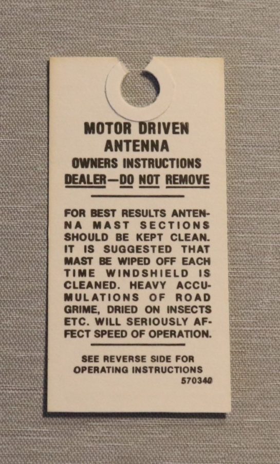 Electric Antenn Inst. Tag 1954-63 GM