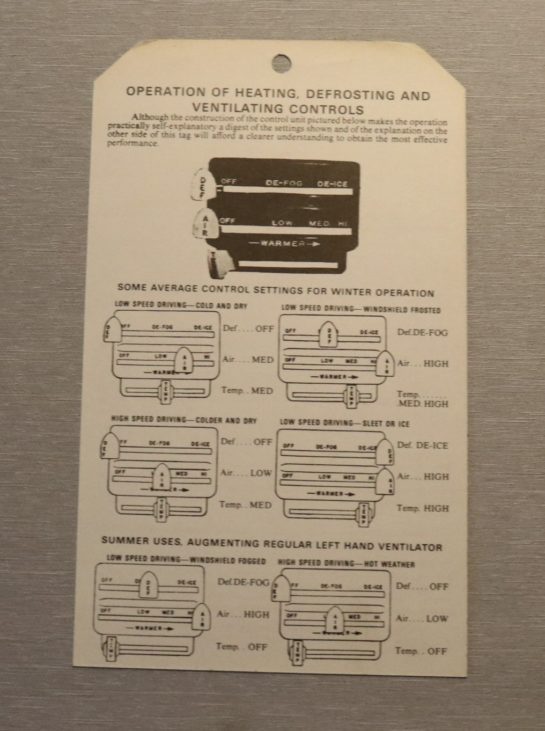 Heater Inst.Tag 1949-50 Chevrolet