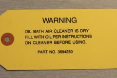Oil Bath Air Cleaner Warning Tag 1950-55 Chevrolet