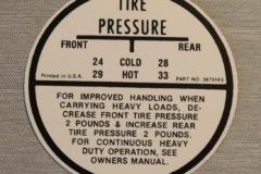 Tire Pressure Dekal Chevrolet 1955-62