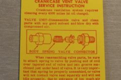 Crankcase Vent Inst. Tag Chevrolet 1959-65