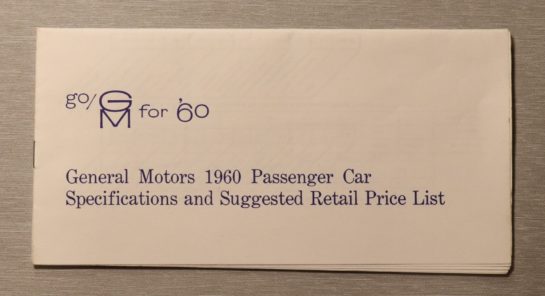 Retail Pricelist 1960 GM