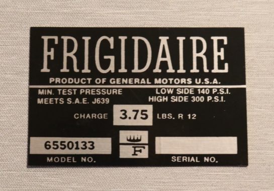 Frigidaire Air Cond. Comp. Dekal Chevrolet 1963-65