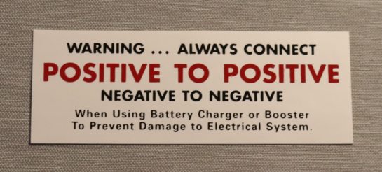 Battery Warning Dekal 1964-66 Chevrolet