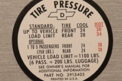 Tire Pressure Dekal Chevrolet 1967