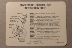 Spare Lock Inst. Dekal Camaro 1967-68