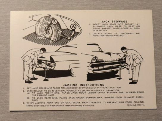 Jack Instruction Dekal Lincoln 1956-57